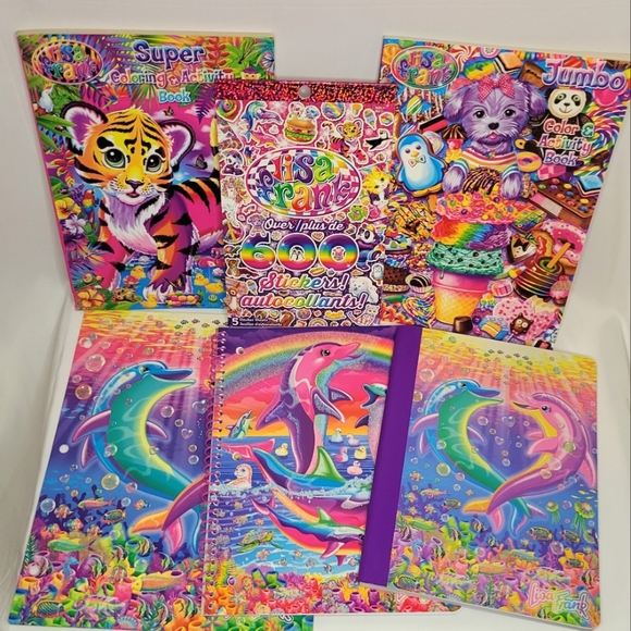 Lisa Frank LOT Dancing Dolphins Glitter Folder Notebooks Stickers Coloring Books - Picture 1 of 12